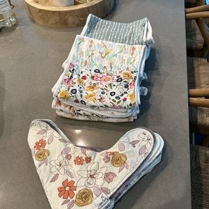 12 Copper Pearl bibs and 12 Copper Pearl burp cloths